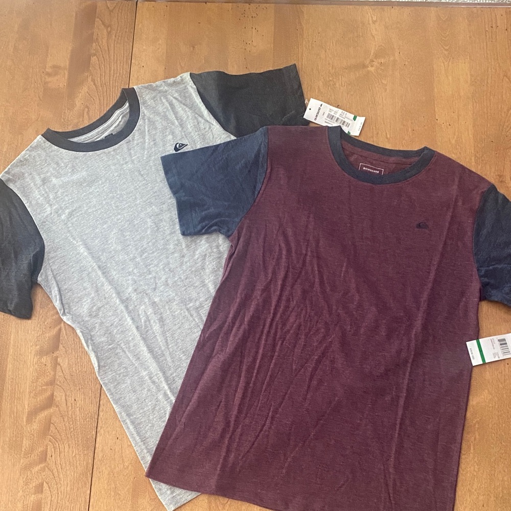 Quiksilver Lot of 2 Colorblock Tees - Boys Size Large NEW NWT
